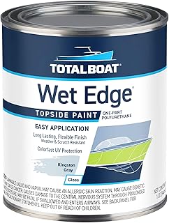 TotalBoat Wet Edge Topside Marine Paint Premium Polyurethane Coating for Boats, RVs, Exterior Trim, Fiberglass, Metal, and Wood (Kingston Gray, Quart)