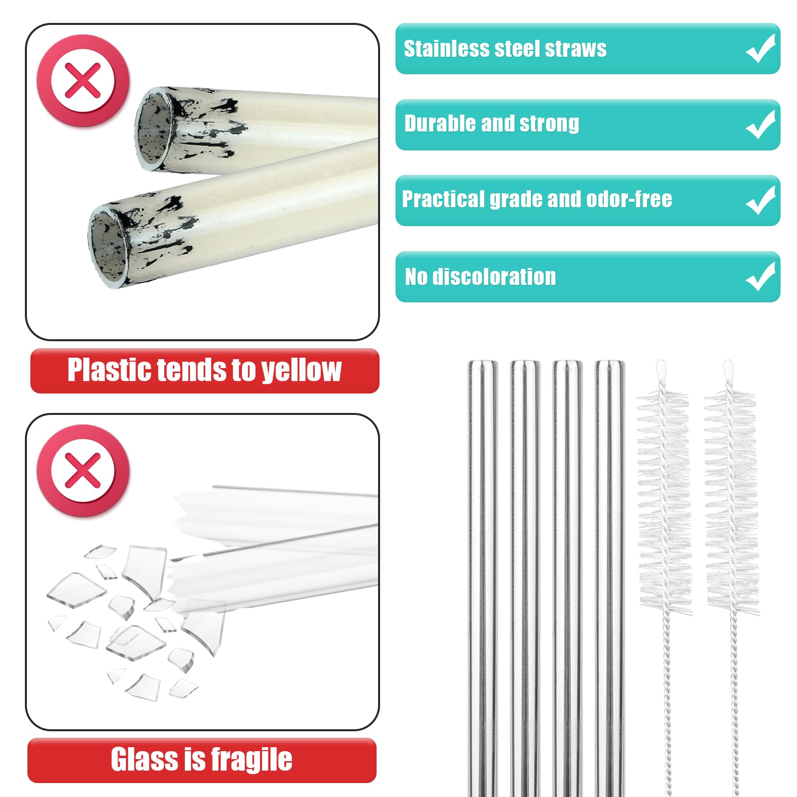 Replacement Straws For Zak Designs 16oz Kids Water Bottle - 6 BPA-Free Straws With Cleaning Brush