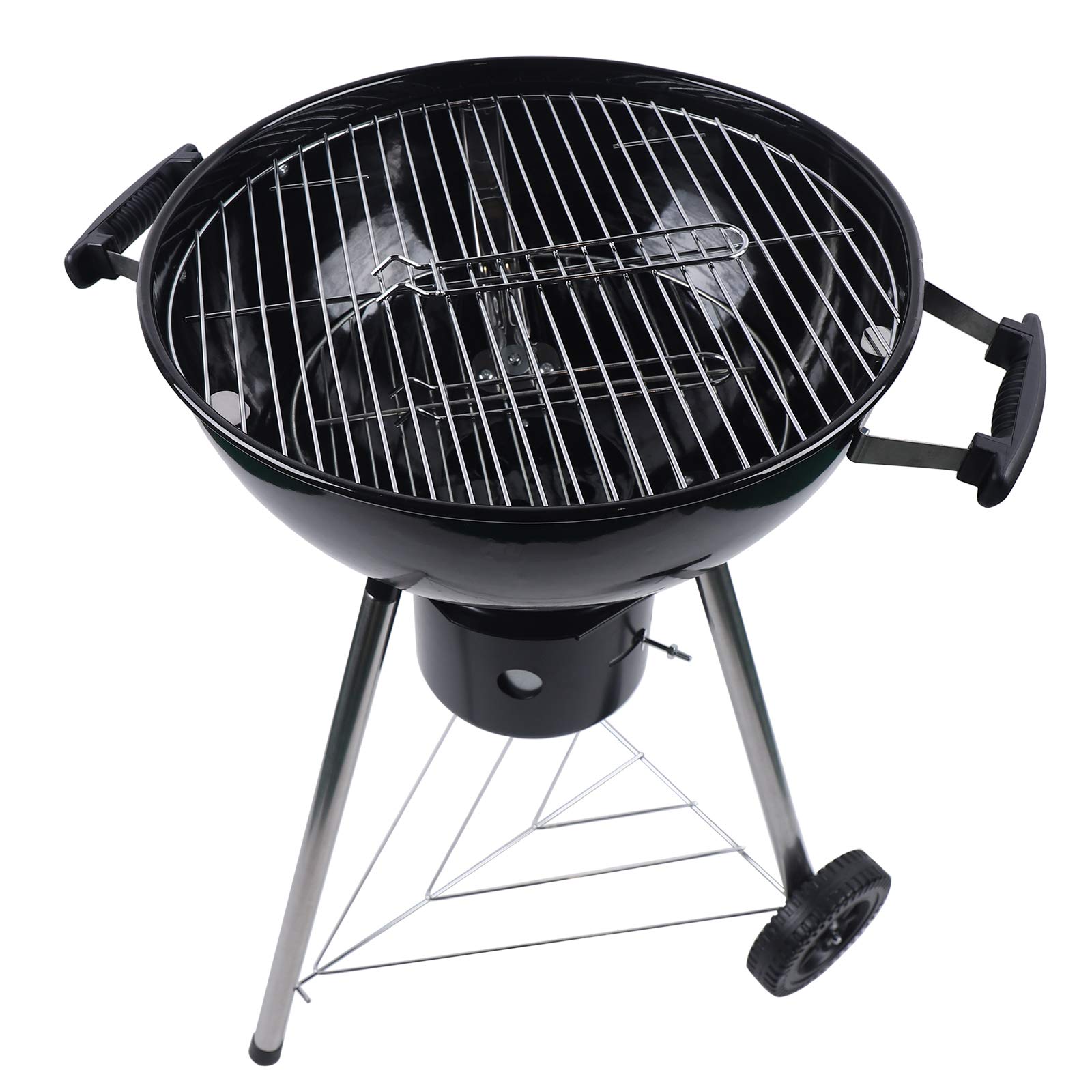 Barbecue a carbonella, barbecue a sfera, da viaggio, barbecue da campeggio, con coperchio rotondo e foro di ventilazione, numero adatto per 5-8 persone, 94 x 47 cm