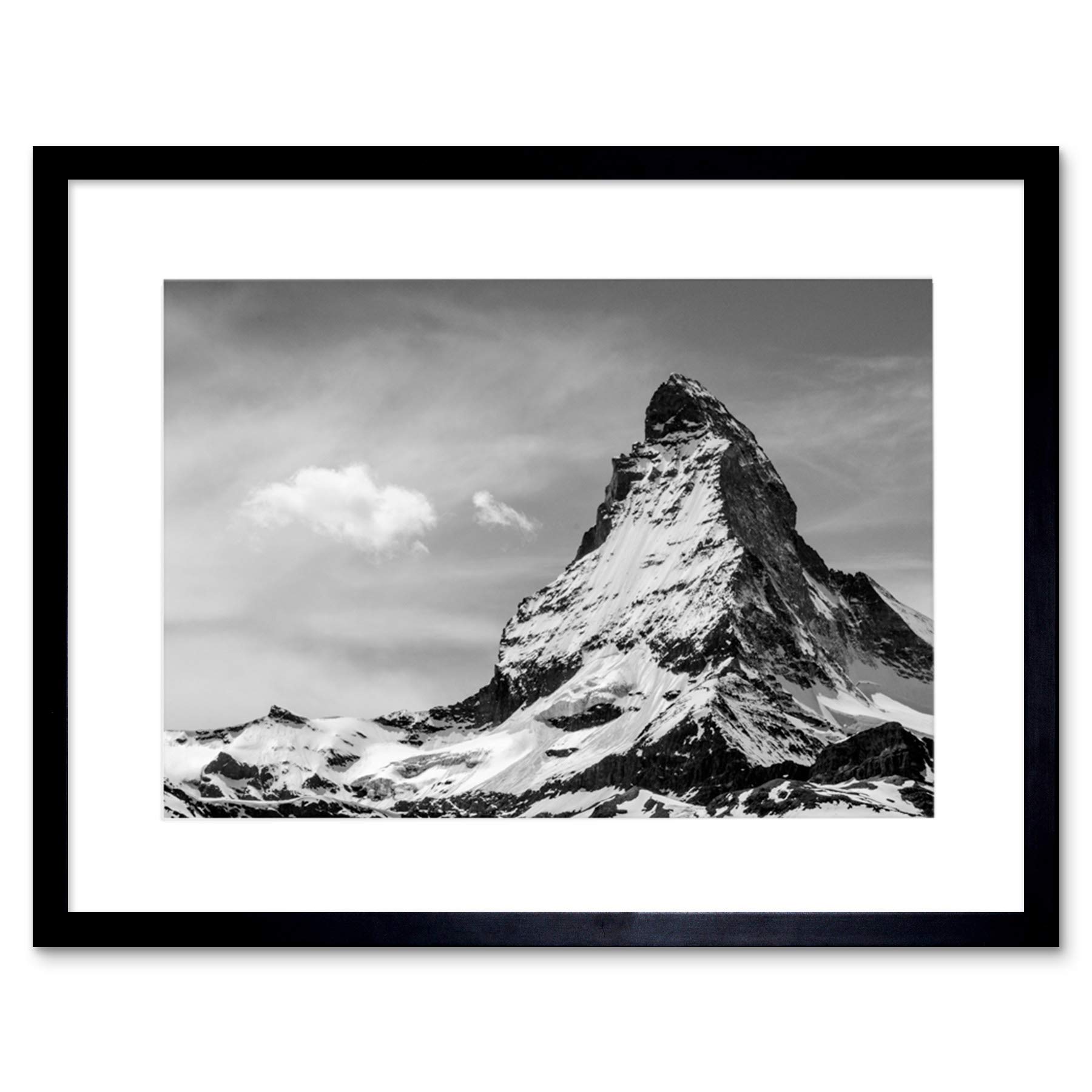 Wee Blue Coo Photo Matterhorn Alps Mountain Black White Framed Wall Art Print
