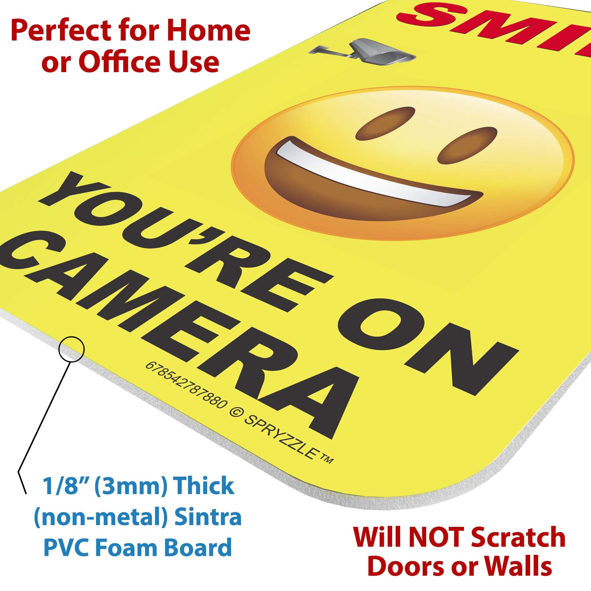 Cartello Di Avvertimento Smile! You're On Camera Cartello Di Sicurezza Cartello Stradale Cartello Aziendale 15,2 X 20,3 Cm Cartello In Alluminio Metallo - Foto 3