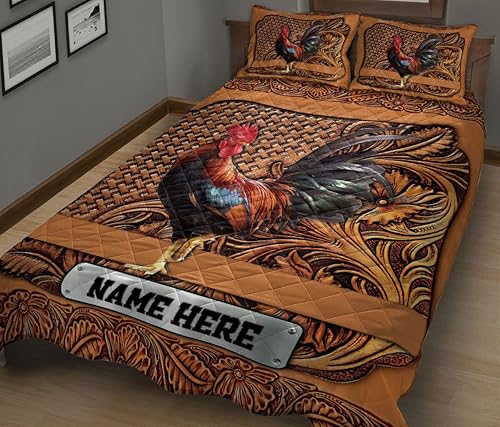 Miniatura 5 de Ohaprints Juego de ropa de cama y fundas de almohada con diseño de madera con diseño de gallo de pollo, tamaño King, Queen, doble, individual,