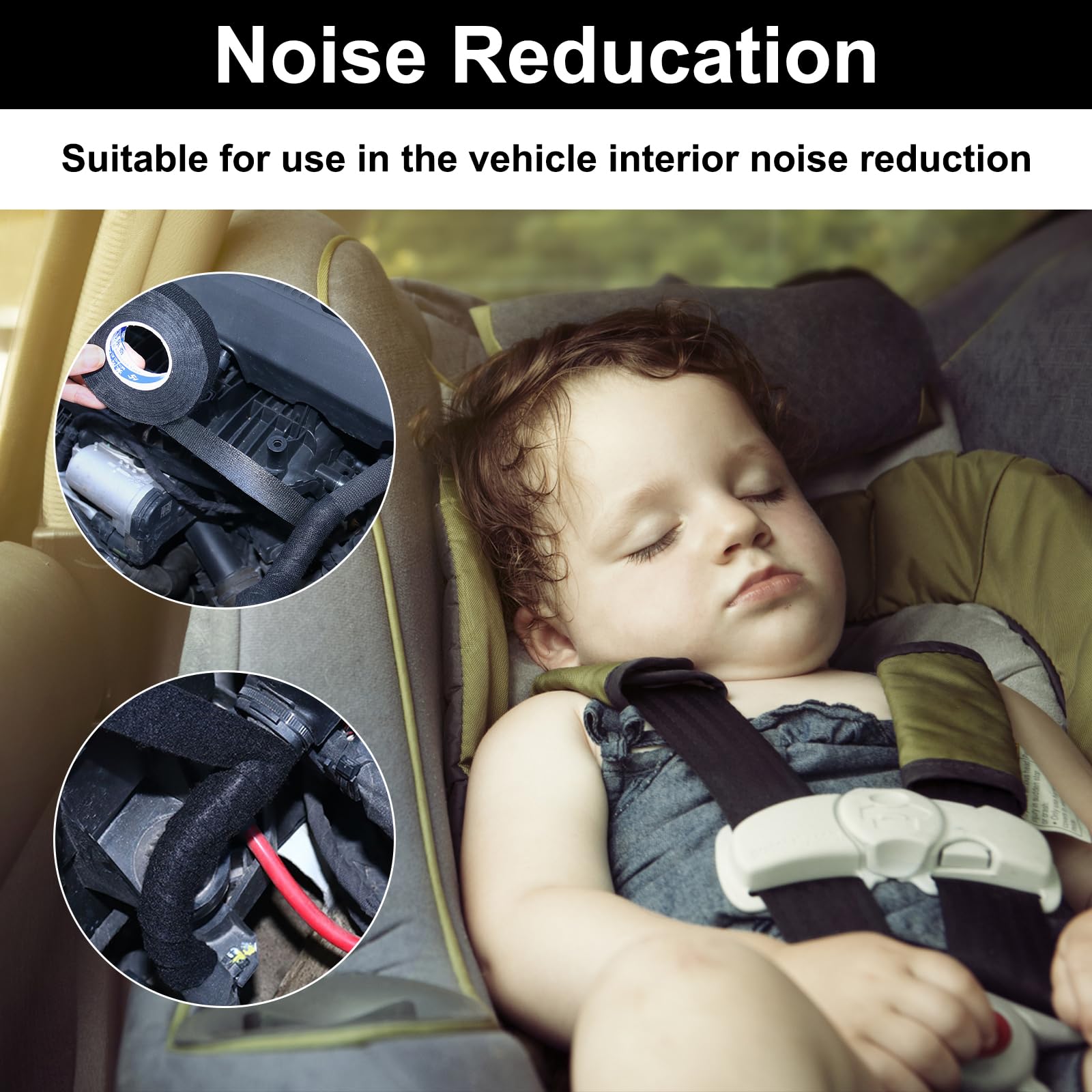 4 Rotolinastro Nastro Isolante in Tessuto Telato Nero, 19 mm x 12 m, Resistente al Calore per Cablaggio Automobilistico, Auto, Moto