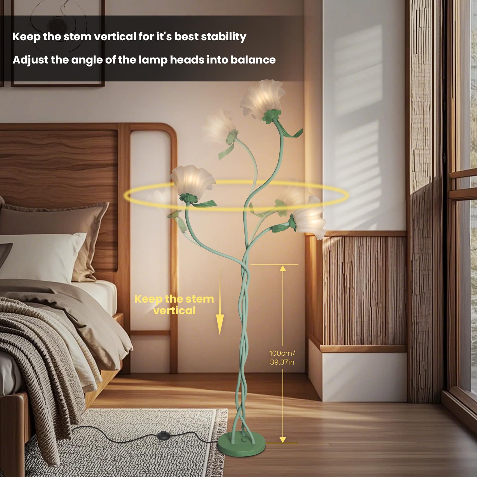 Best Flower Floor Lamp Picks for 2026 4 Fuzzbopn Flower Floor Lamp for Living Room, Tall Flower Reading lamp with Flexible Neck Shaft for Bedroom Decor, Modern — product photo