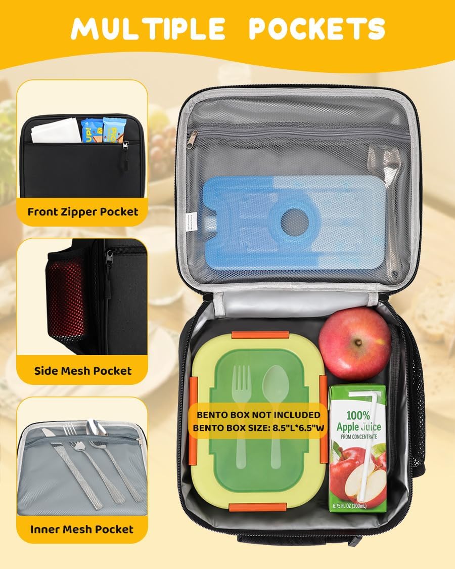 Kids Lunch Box for Girls Boys, Kids Insulated Lunch Bag with Strap image 4
