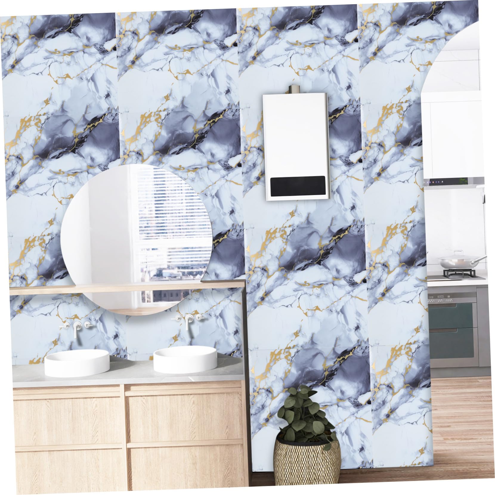 40 Piezas Azulejos de Imitación Mármol Autoadhesivos para Cocina y Baño Paneles de Pared Peel And Stick para Encimeras y Decoración de Dormitorios Fácil Instalación y Mantenimiento