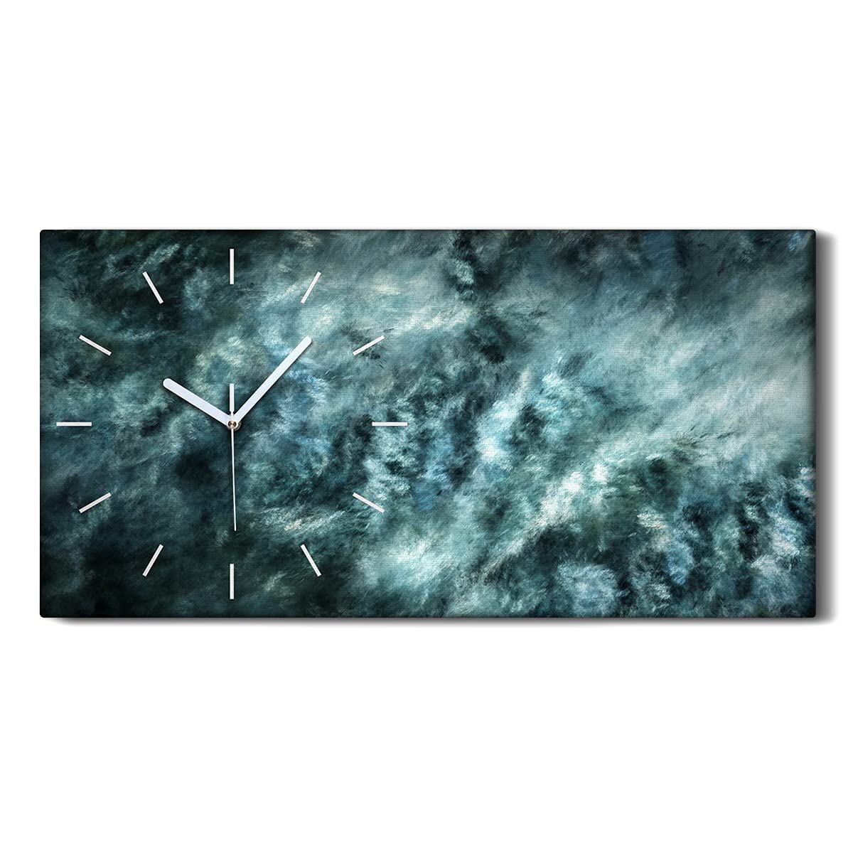 Horloge murale 60x30cm nuages gris avec toile tendue moderne pour salon