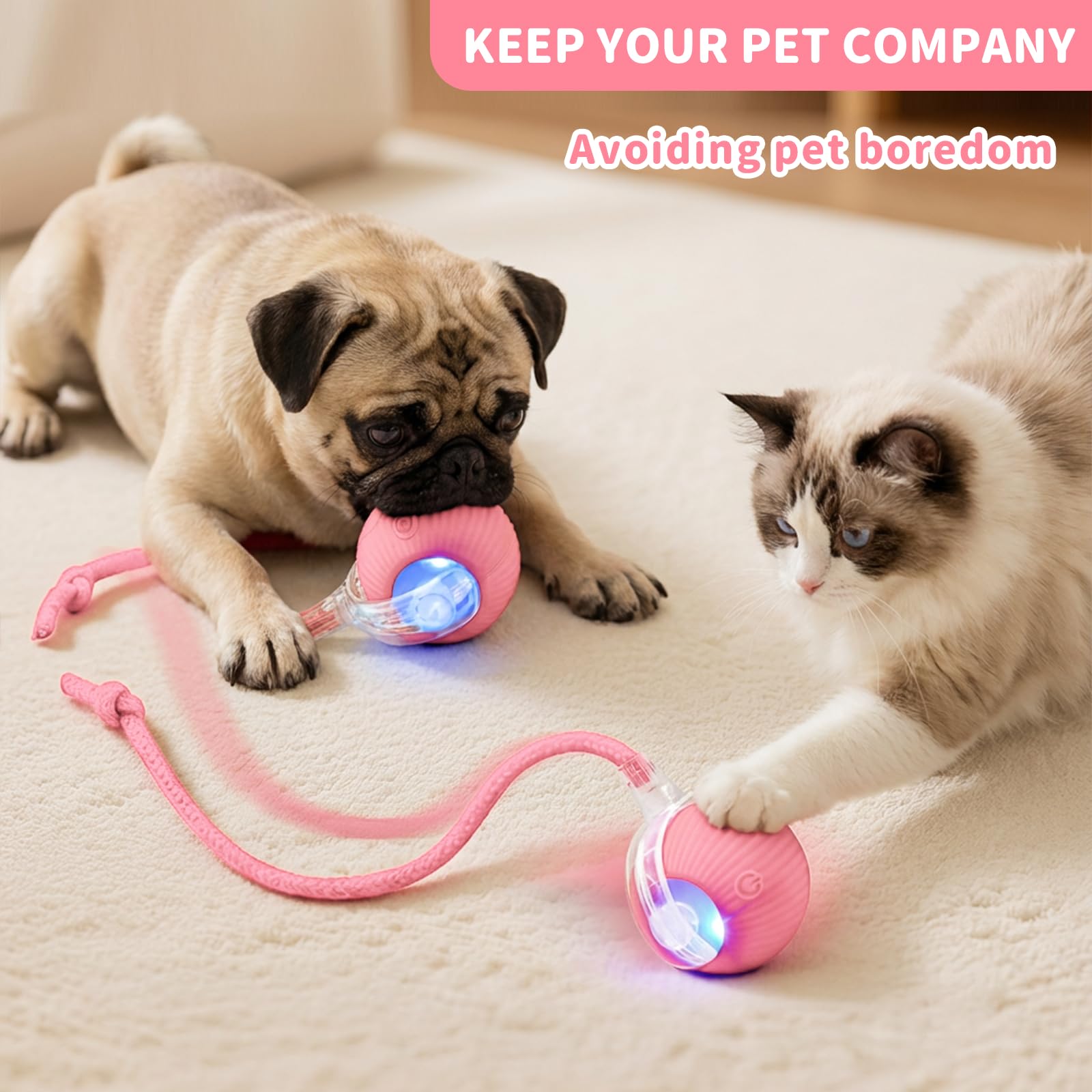 Juguete masticable automático interactivo para gatos activos, color rosa