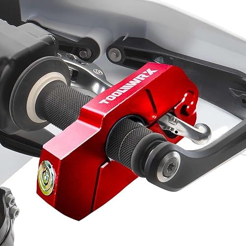 Motorcycle Grip Lock – Heavy‑Duty Anti‑Theft Handlebar & Brake Lever Lock (Universal Fit, < 1.5″) for Motorcycles, Scooters & ATVs (Red, 2X Keys)