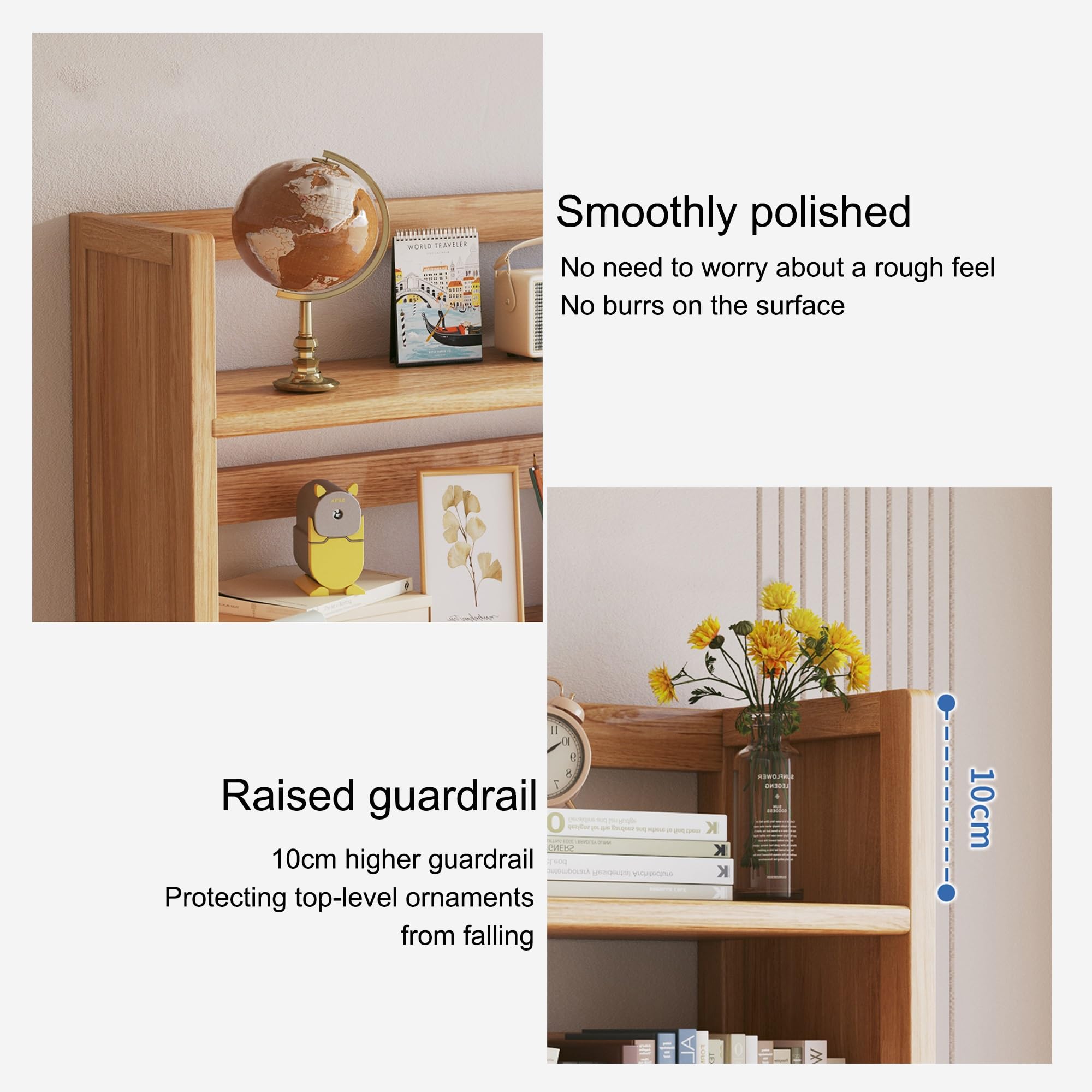 Etagere Bureau a Poser sur Bureau Etagere Rangement Bois pour Dortoir Maison(Brown,3 Layers_70CM/27.6IN)