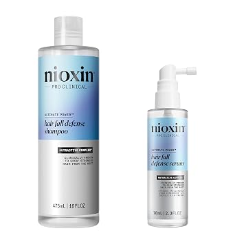 Nioxin Hair Fall Defense Shampoo | Activates Hair Follicles for Visibly Less Hair Loss | 16 Fl Oz + Nioxin Hair Fall Defense Intensive Daily Leave-In Hair Treatment | 2.3 Fl oz