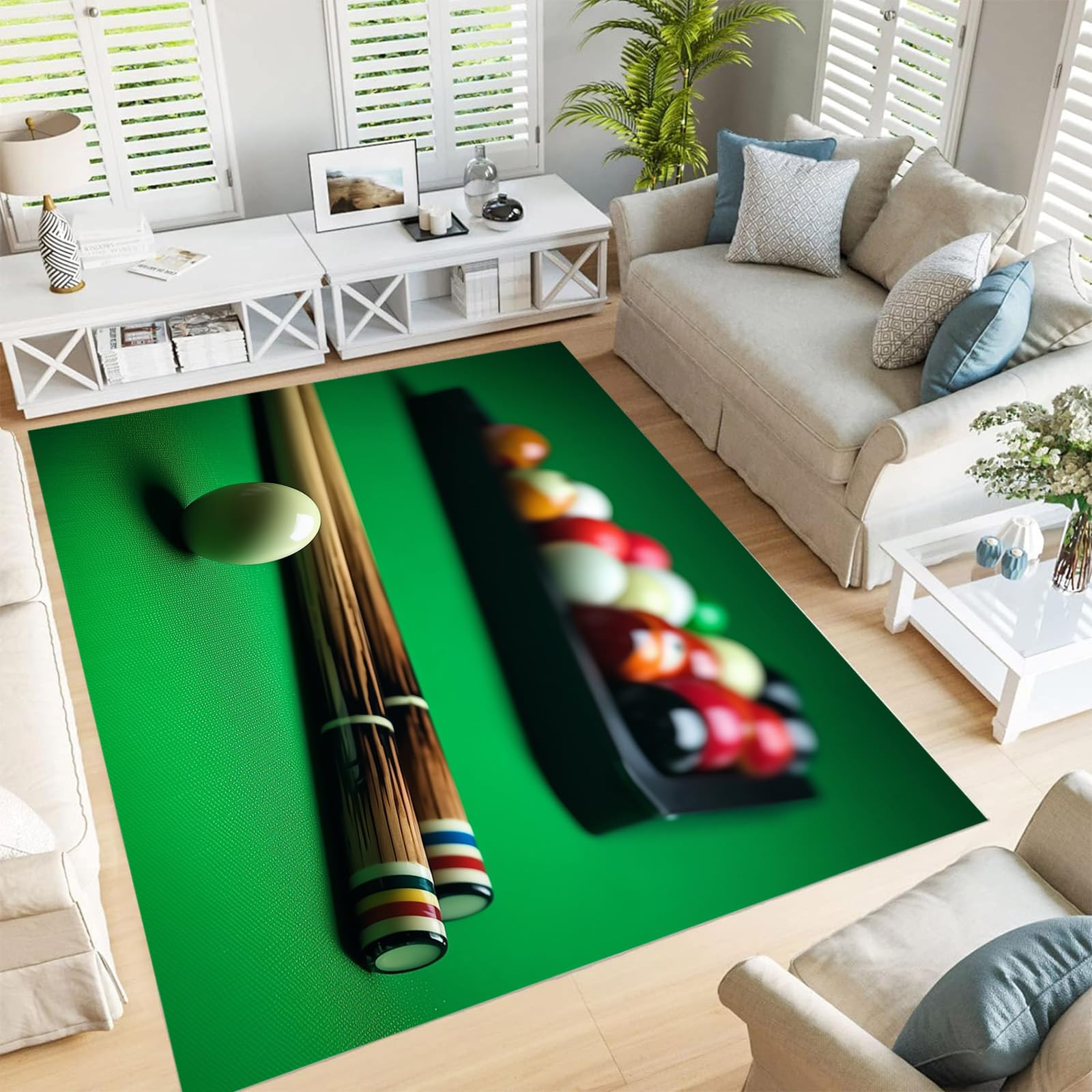 Tapis table de billard vert olive pour salle de jeux et chambre