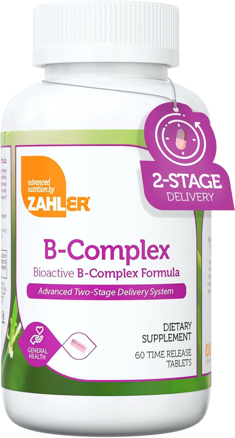 Zahler B-Complex Vitamins for Women & Men – Vitamin B Complex – B Vitamins Complex with B1 B2 B3 B5 B6 B7 B9 B12 – Advanced 2-Stage Delivery System – Gluten Free Kosher Non-GMO VIT B (60 Tablets) Zahler B-Complex Vitamins for Women & Men – Vitamin B Complex – B Vitamins Complex with B1 B2 B3 B5 B6 B7 B9 B12 – Advanced 2-Stage Delivery System – Gluten Free Kosher Non-GMO VIT B (60 Tablets)