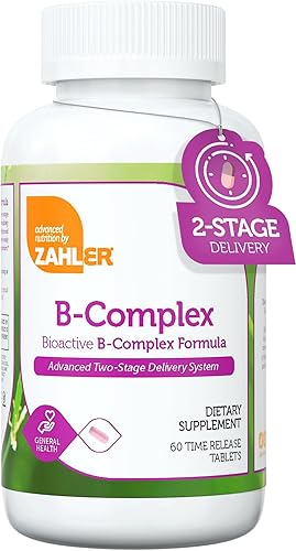 Miniatura 7 de Zahler Complejo B, vitaminas bioactivas del complejo B con folato, sistema avanzado de administración de dos etapas, certificado Kosher, 120