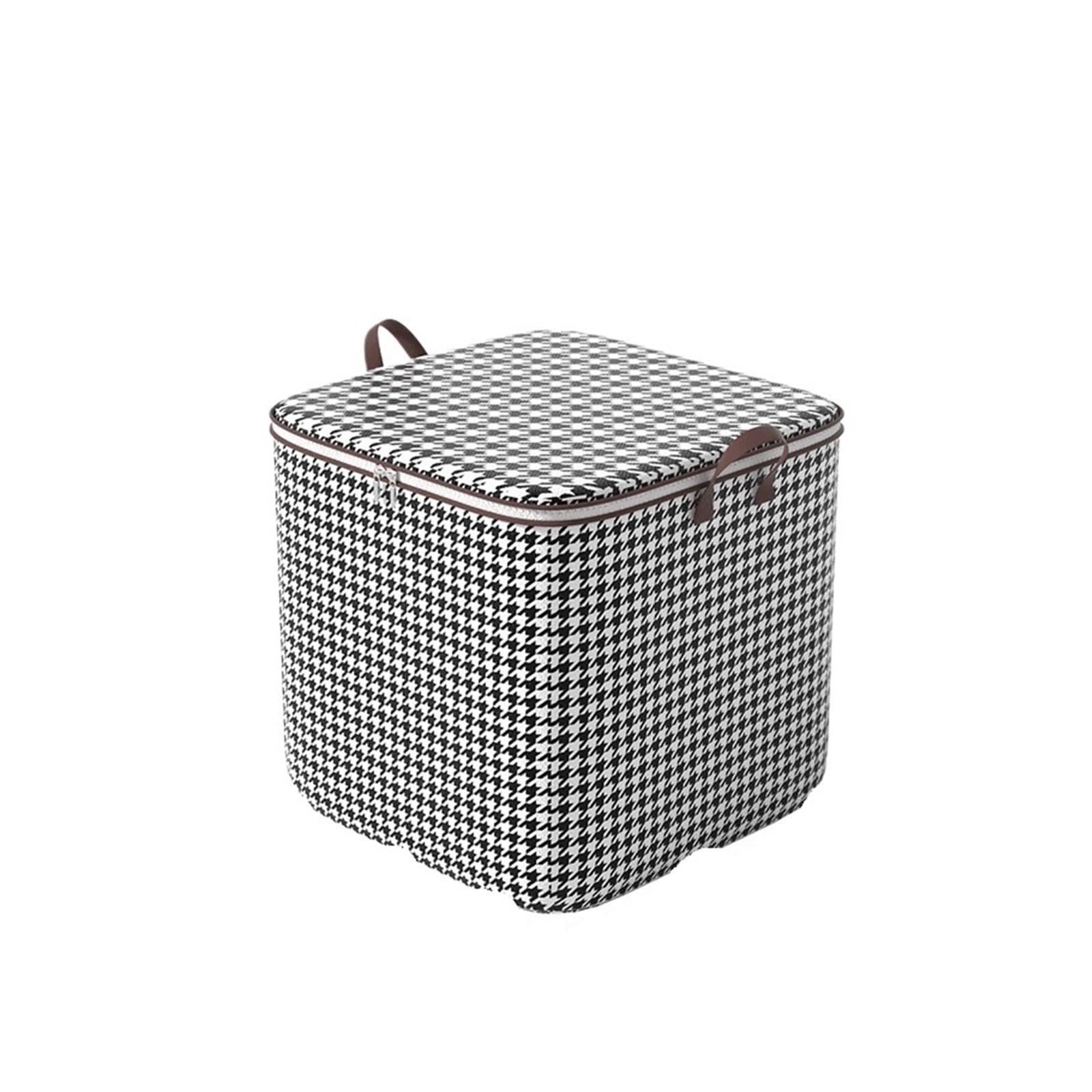 RRYPBOVG Foldable Blanket Storage Bags Quilt Clothes Storage Bag Foldable Houndstooth Closet Organizer Books Household Blanket Comforter Storage Pouch With Handle(110L)
