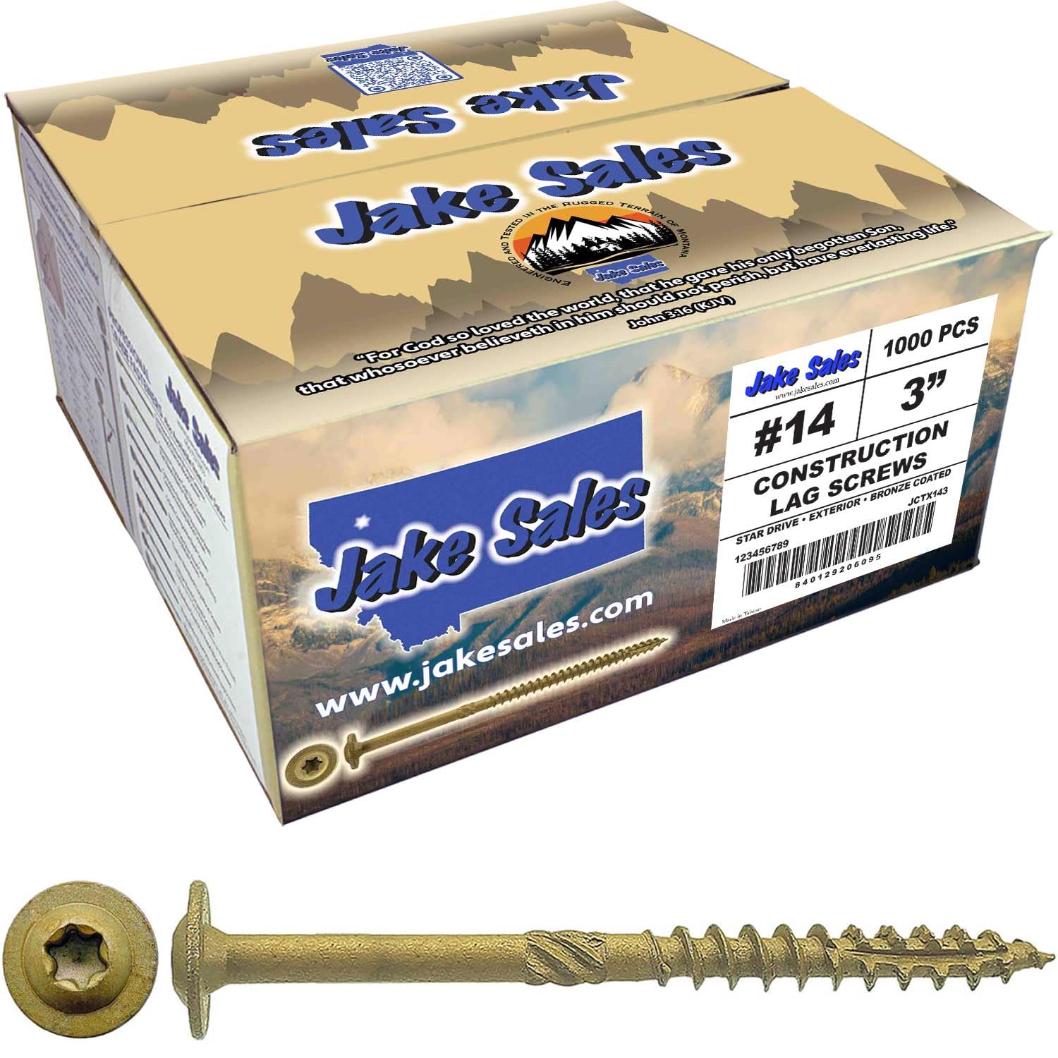 Jake Sales Lag Screws #14 x 1 - 100 Count -31