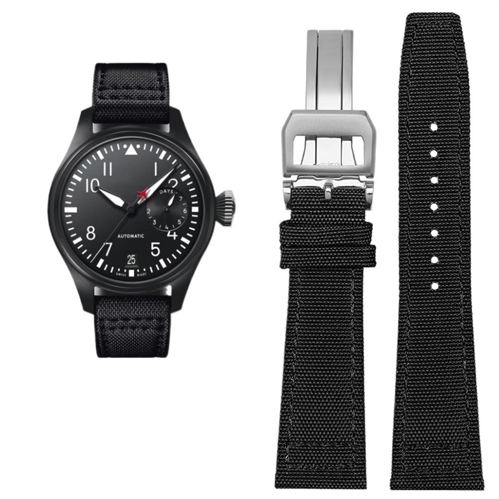 Hochdichtes Nylon-Rindsleder für IWC Pilot Portugal Stoff Uhrenarmband 20mm 21mm 22mm Armband Schwarz Armeegrün Blau Handgelenkgürtel