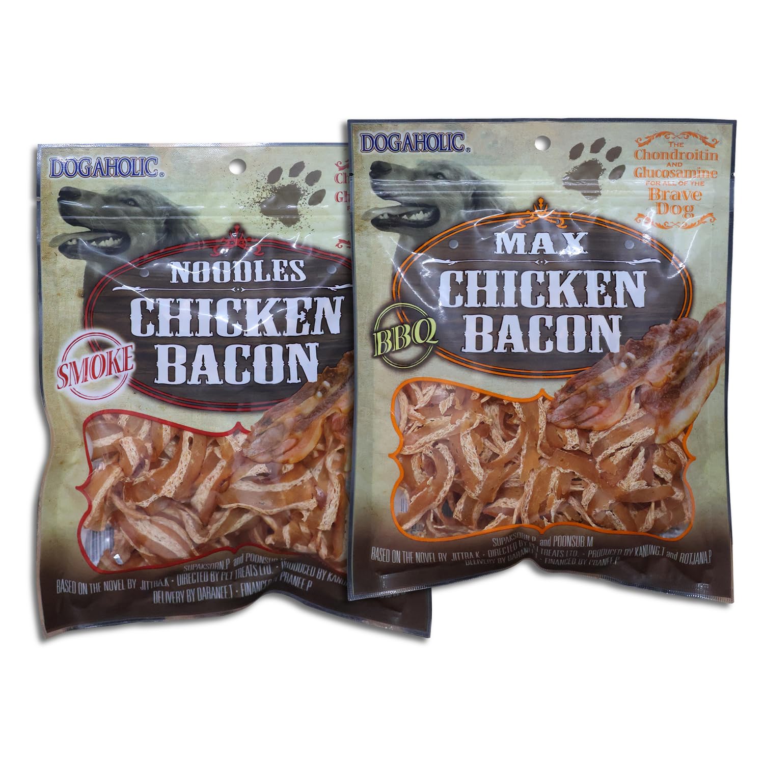 Dogaholic Snacks Combo Pack – Smoked Noodles & Chicken Bacon Strips for Dogs | Low Fat, Easy-to-Digest, Natural Ingredients with Vitamin E | 260g
