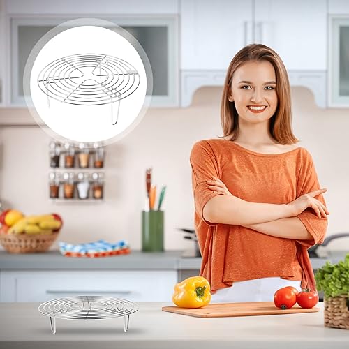 Miniatura 7 de Cabilock Estante de cocina redondo de acero inoxidable, estante de vapor para parrilla, estante de enlatado, estante de enfriamiento para hornear,