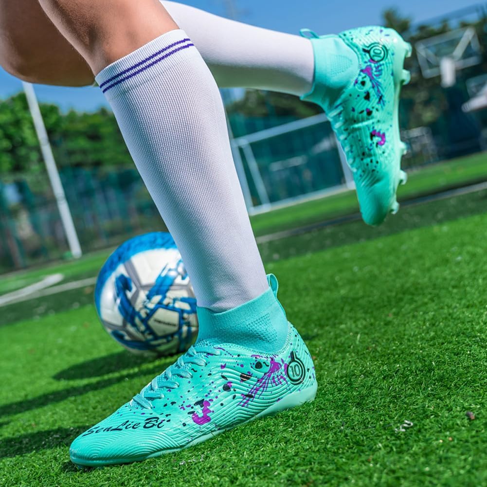 Unisex's Fashion Sports High-Top FG Trainers Cleats Football Sneakers Long Studs SG Soccer Shoes
