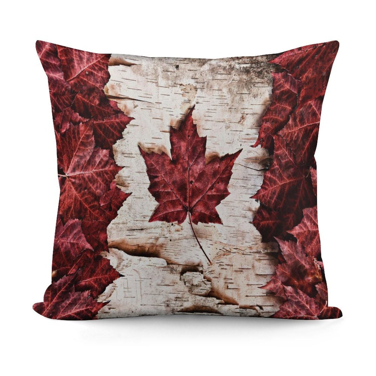 VstaDank Canada Maple Leaf Pillow Covers Soft Plush Decorative Square Pillow Cover Modern Breathable Pillowcases Pillowcase with Invisible Zipper 18x18 Inches for Sofa Living Room