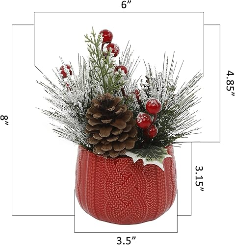Miniatura 2 de Flora Bunda Mezcla de Navidad en maceta de cerámica de suéter rojo 3.5X3.5X3