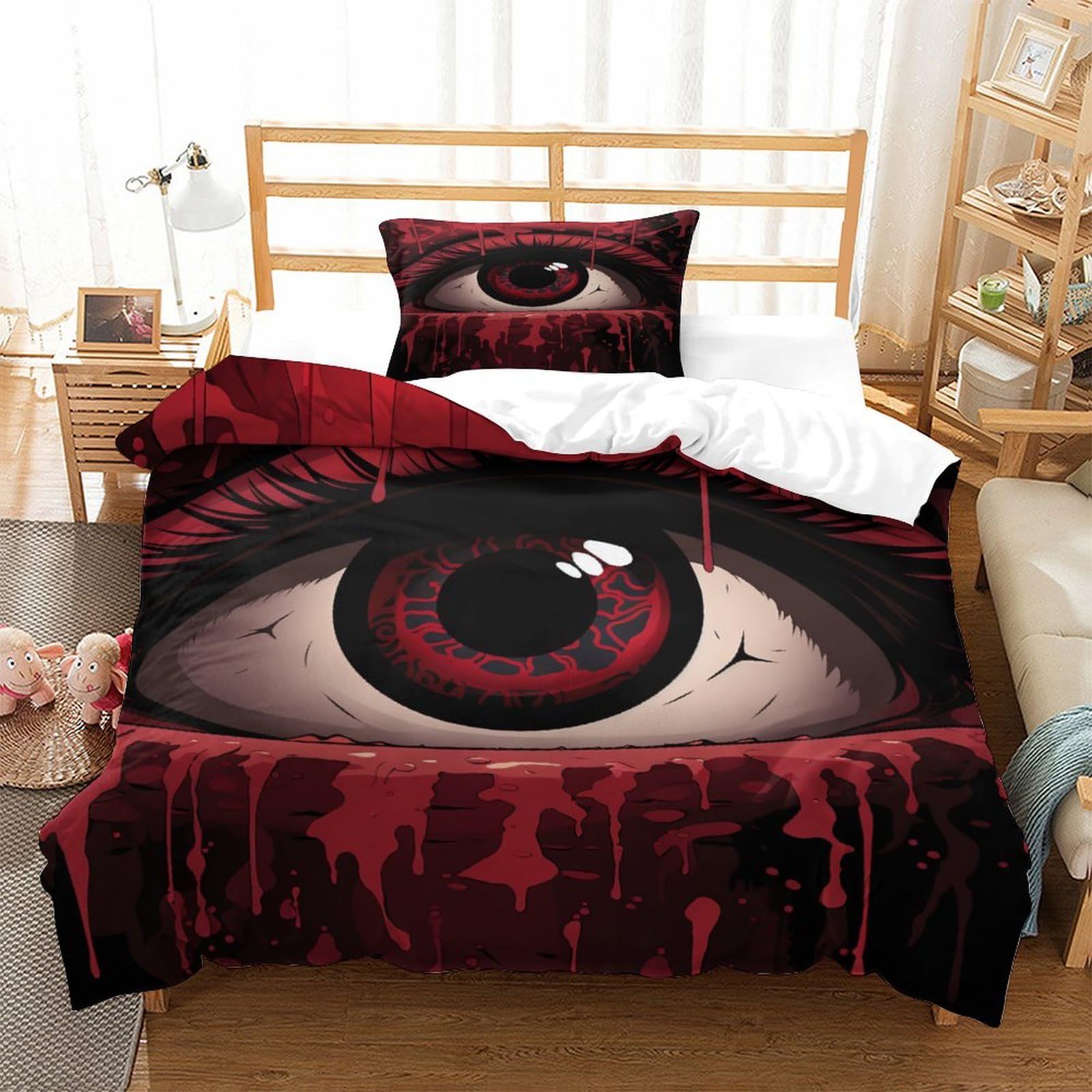 P1S9U7W5Y Trendy Eyeball 3D Printed Duvet Cover Set 3pcs Microfiber Visual Bedding Set Single