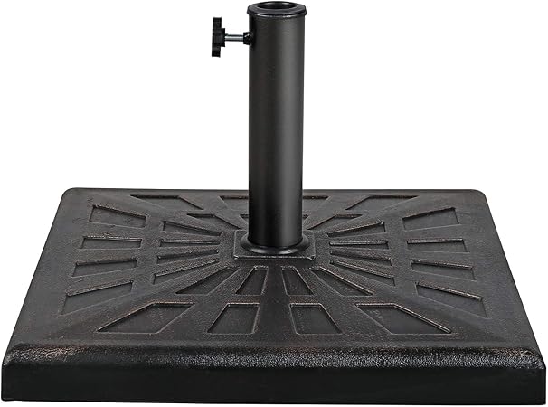 COBANA Square Umbrella Base, 42lb Heavy Duty Patio Outdoor Umbrella Stand Weight, Bronze