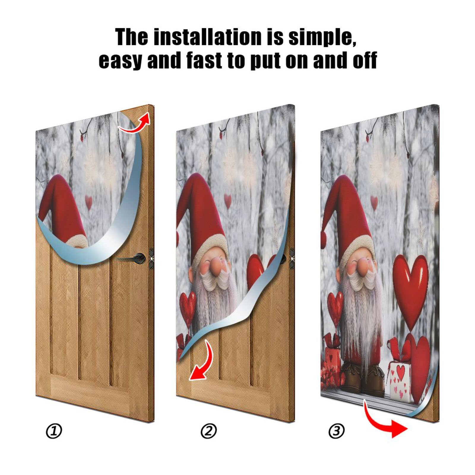 FLildon Romantic Gnome Valentine's Day Love Balloons Door Cover Decoration, Party Accessory Porch Decor for Festive Ornament Room Door Covers 36 x 98 Inch