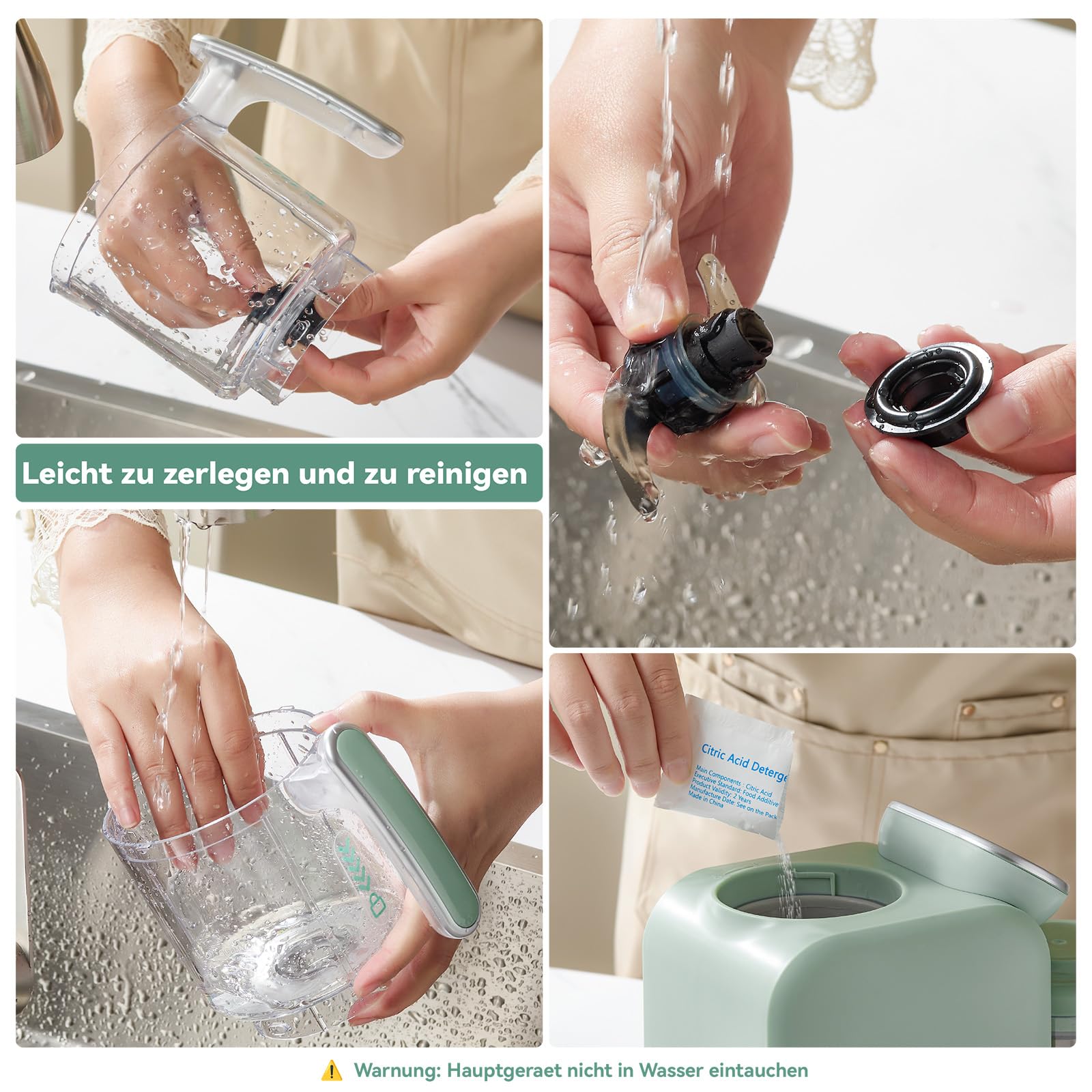 Chefhandy 5-in-1 Babynahrungszubereiter Premium, Multifunktions Babybrei Zubereiter mit Fläschchen Erwärmen, Desinfizieren, Baby Dampfgarer, Brei Maker Mixer, Automatische und Handmodus (Grün)