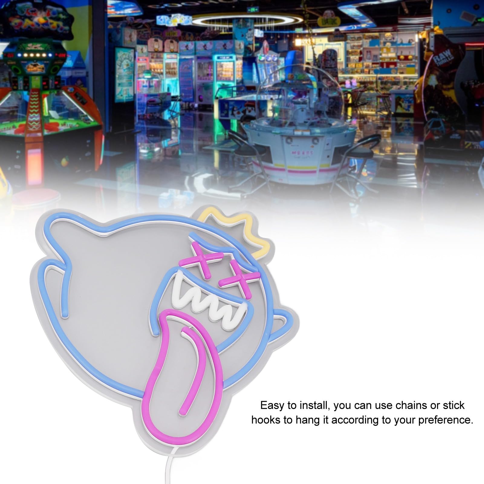 ASmile Insegna Al Neon Fantasma Con Luci LED 17.5x29cm - Decorazione Halloween USB/Batteria - 6