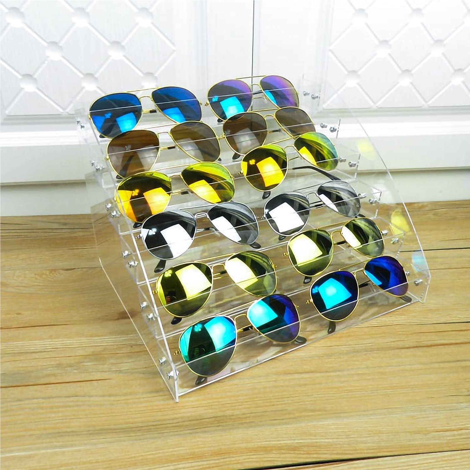 Porta Occhiali per Casa Espositore for Occhiali da Sole in Plastica Trasparente, da Tavolo Organizer Occhiali da Sole(12x10.4x8.5 inch)