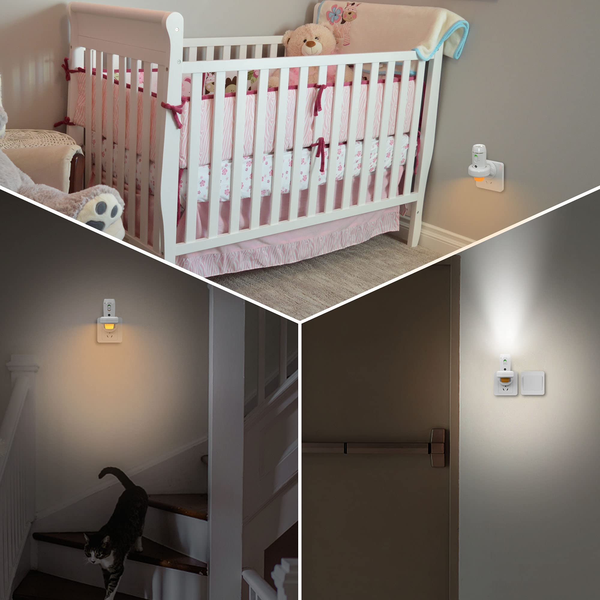 THOVAS Lot de 2 lampes de poche LED d'urgence 3 en 1 rechargeables en cas de panne de courant, multifonction, portable, lumières de poche automatiques pour la maison, veilleuse avec capteur