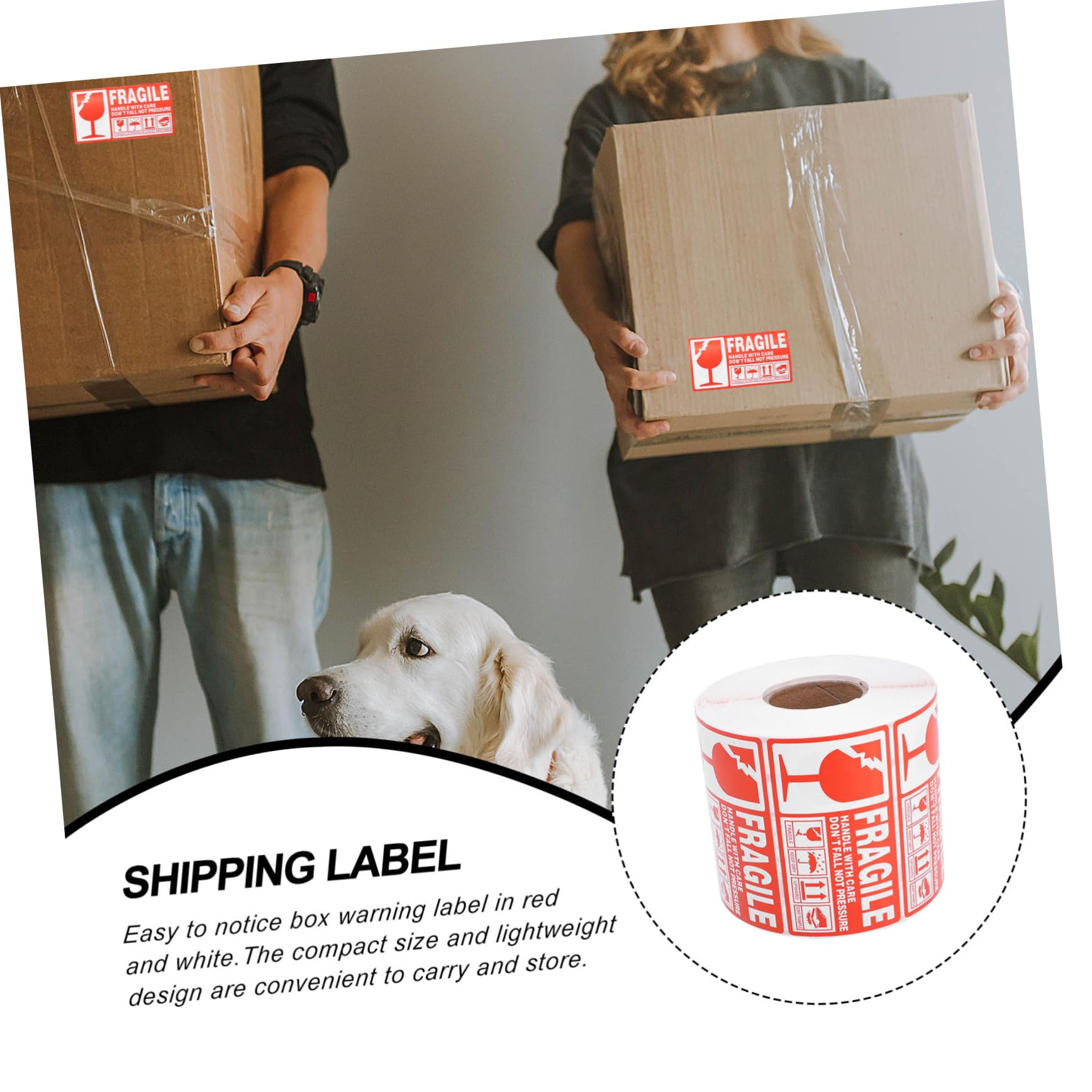 Étiquette Adhésive Fragile Rouge et Blanc Autocollant Avertissement Expédition Colis Fragile Manipulation avec Soin Polyvalente pour Boîtes Sacs et Plastique