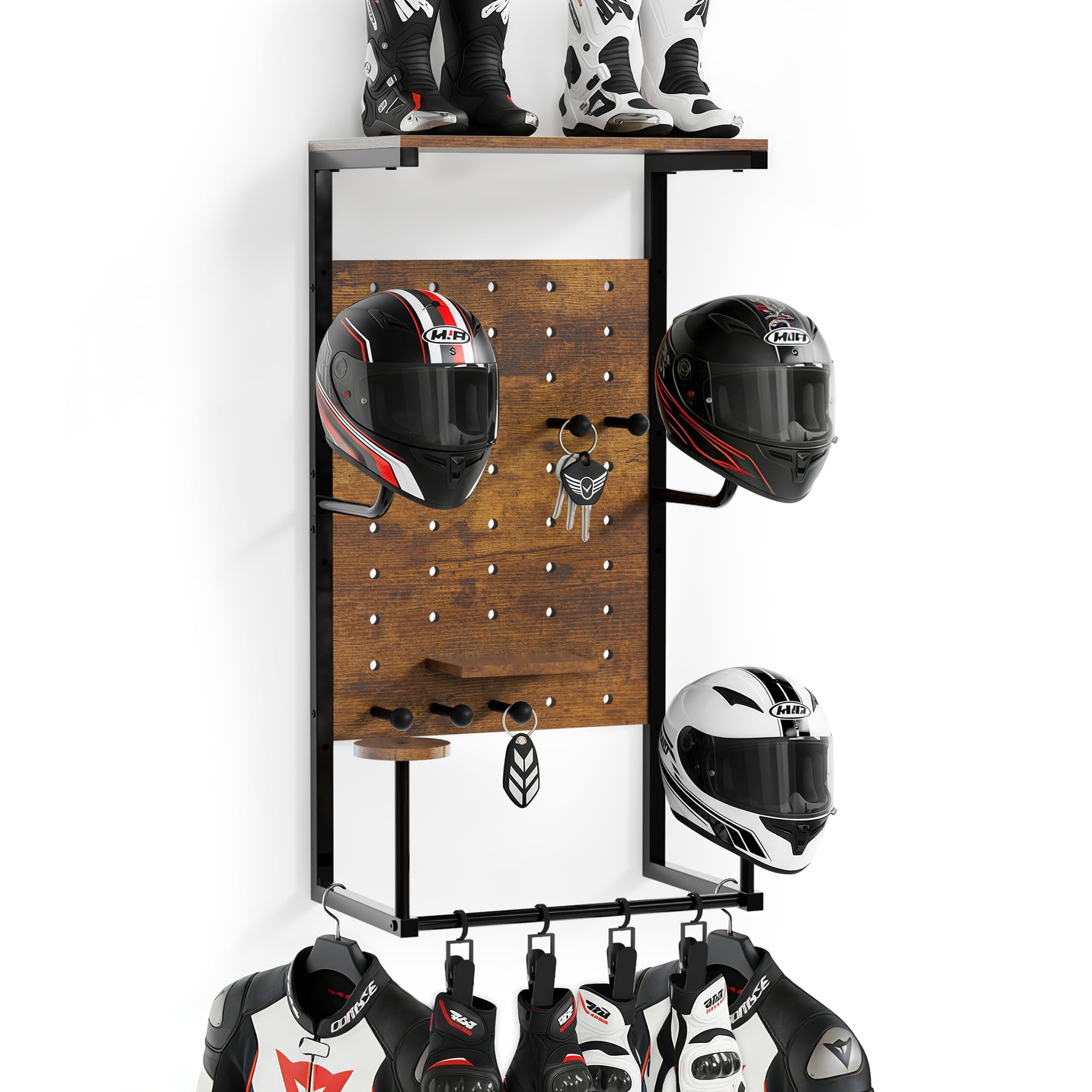 Motorcycle Helmet Wall Mount, 4-Helmet Capacity