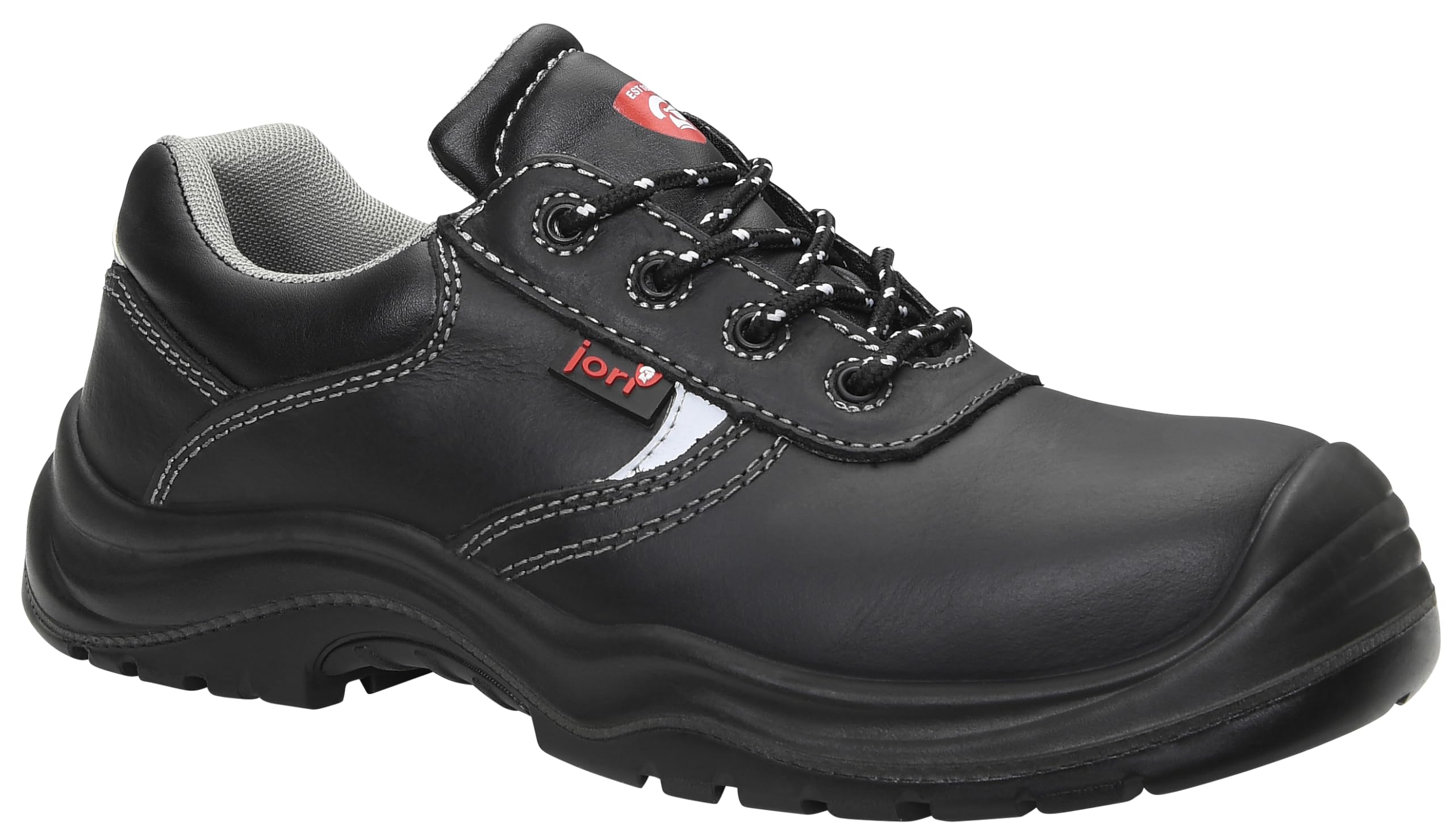 JORI 12111 Basic Compo Low S3 Herren und Damen Arbeits & Sicherheitsschuhe, Leder Sicherheitsschuhe S3, SRC, Schnürung, Kunststoffkappe, Metallfreier Durchstrittsschutz Schwarz (Schwrz), EU 42