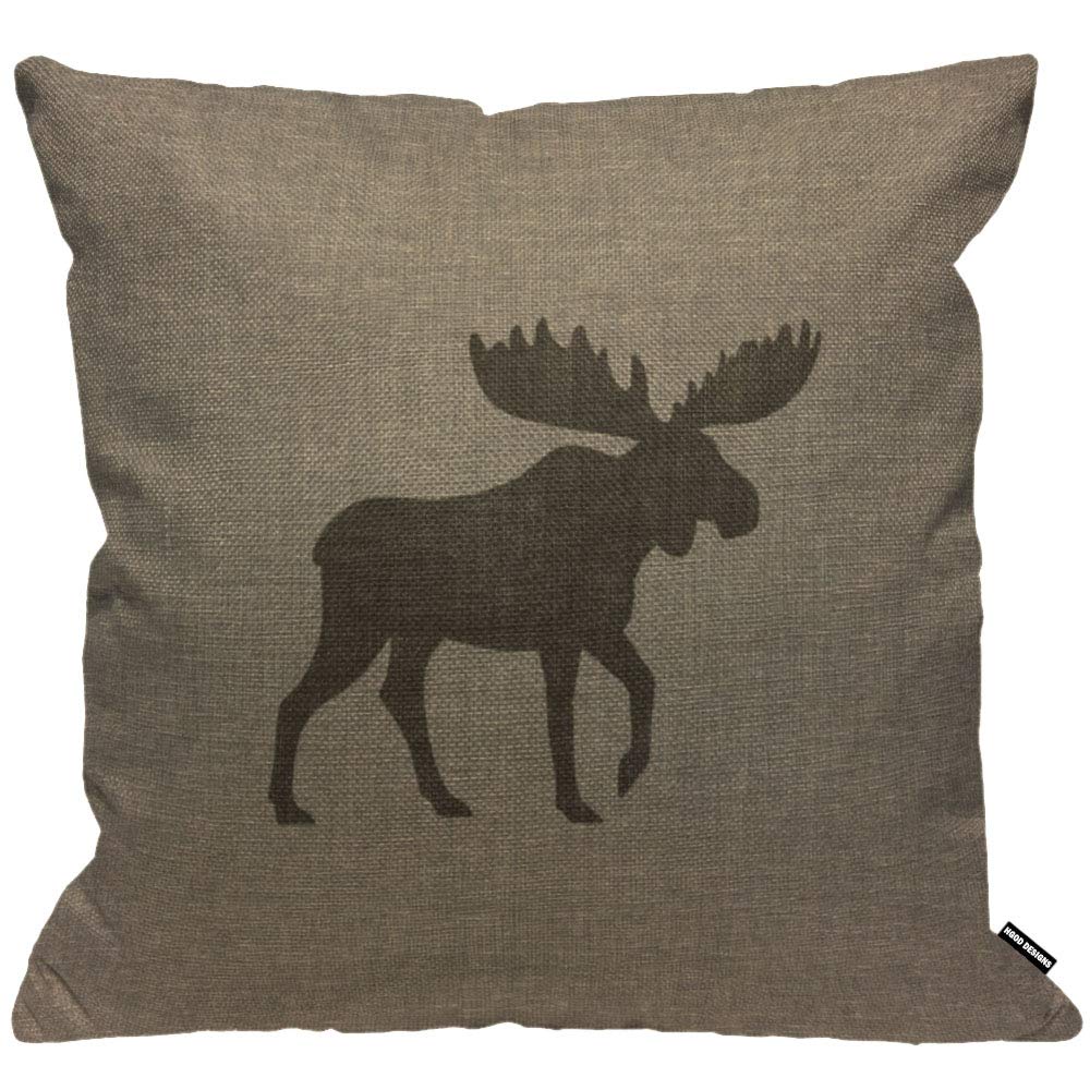 HGOD DESIGNSCushion Cover Moose Silhouette Burlap Cabin,Throw Pillow Case Home Decorative for Men/Women Living Room Bedroom Sofa Chair 18X18 Inch Pillowcase 45X45cm