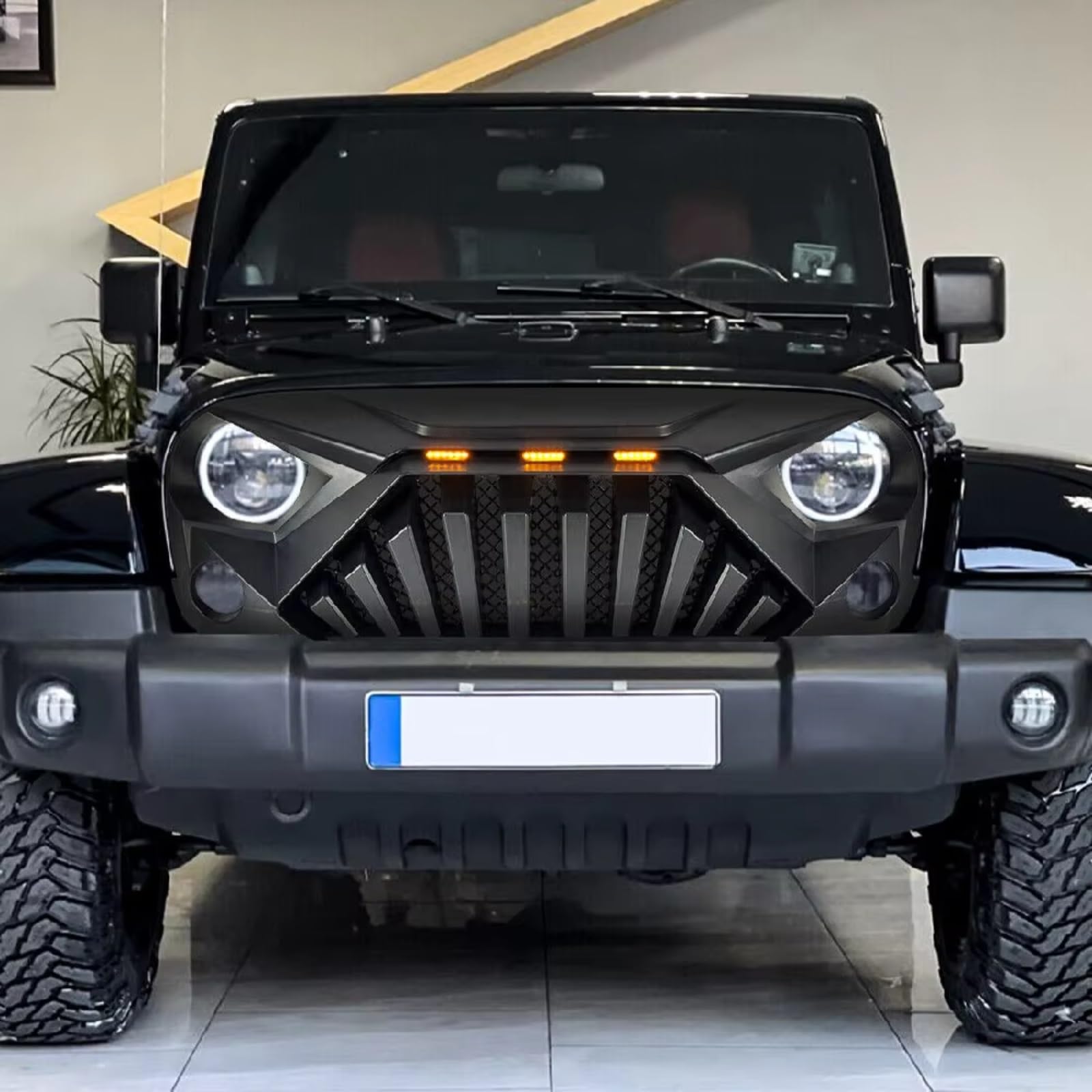 dla Jeep dla Wrangler 2007 2008 2009 2010 2011 2012 2013 2014 2015 2016 2017 2018 Osłona zderzaka przednia osłona samochodu osłona chłodnicy (czarny matowy)