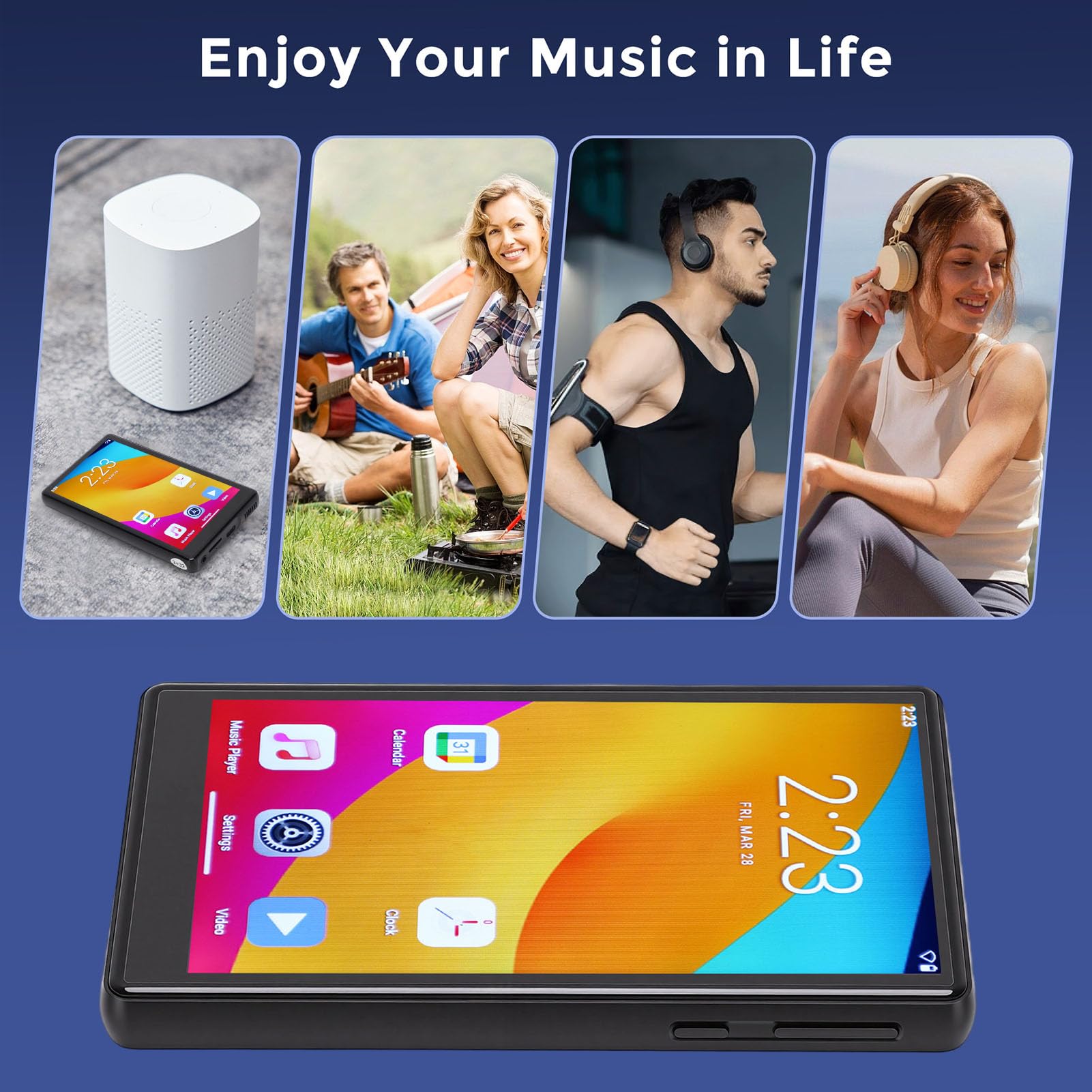 Tosuny Reproductor MP3 con y WiFi, Reproductor MP4 con Pantalla Táctil Completa HD de 5.0"con Altavoz, Reproductores de Música HiFi Portátiles con Radio FM, Libro Electrónico, (Black)
