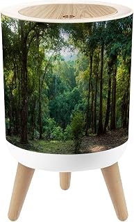 Bathroom Trash Can with Lid Rainfores Tapaj s National Forest Par Brazil Garbage Bin Waste Basket for Kitchen Office Bedroom Decoration Diaper Pail 1.8 Gallon