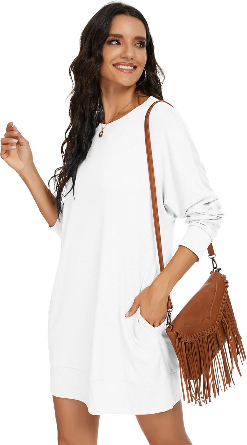 PrinStory Women's Casual Sweater Dresses Fall Winter Crewneck Loose Fit Pullover Tunic Dress with Side Pockets for Work S-4XL - Image 4