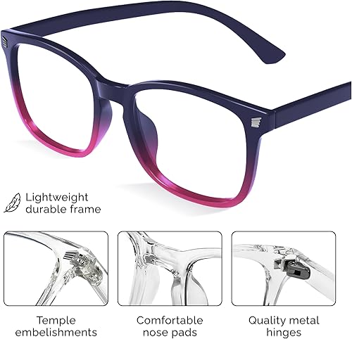 Miniatura 4 de Livho - Paquetes de 2 lentes de bloqueo de luz azul para computadora, lectura, juegos, televisión, teléfonos, lentes para mujeres y hombres,