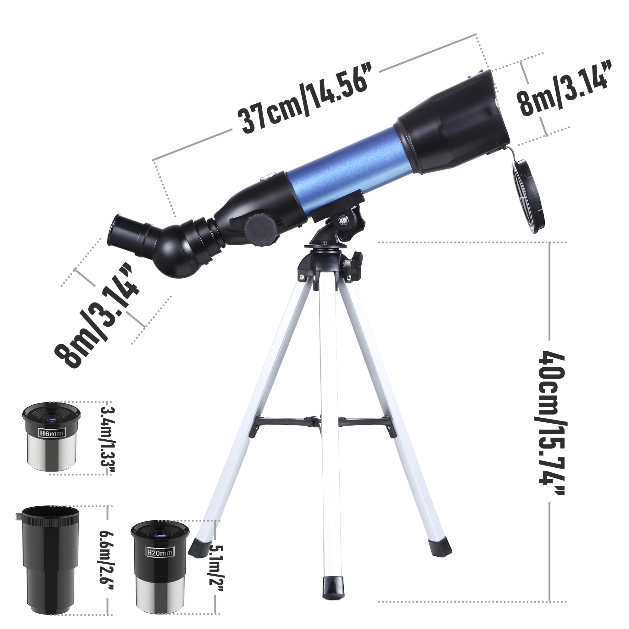 Telescopio Rifrattore Per Bambini 360/50 Mm – Portatile, Treppiede, Ideale Per Osservare Luna E Paesaggi