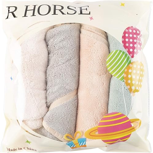 Miniatura 5 de R HORSE 4Pcs Hanging Hand Towels with Loop Absorbent Coral Fleece Bathroom Hand Towels Soft Thick Dish Cloth Dry Towels for Kitchen Bathroom (4
