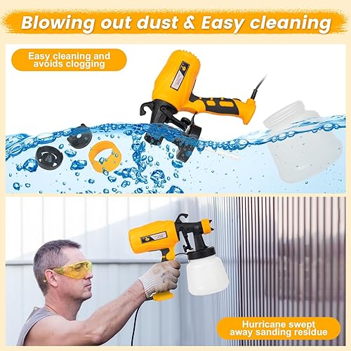 Miniatura 4 de Avsty Pistola pulverizadora de pintura eléctrica, pulverizador HVLP de 850 W de alta potencia con contenedor de 30.4 fl oz, 2 boquillas y 3 patrones