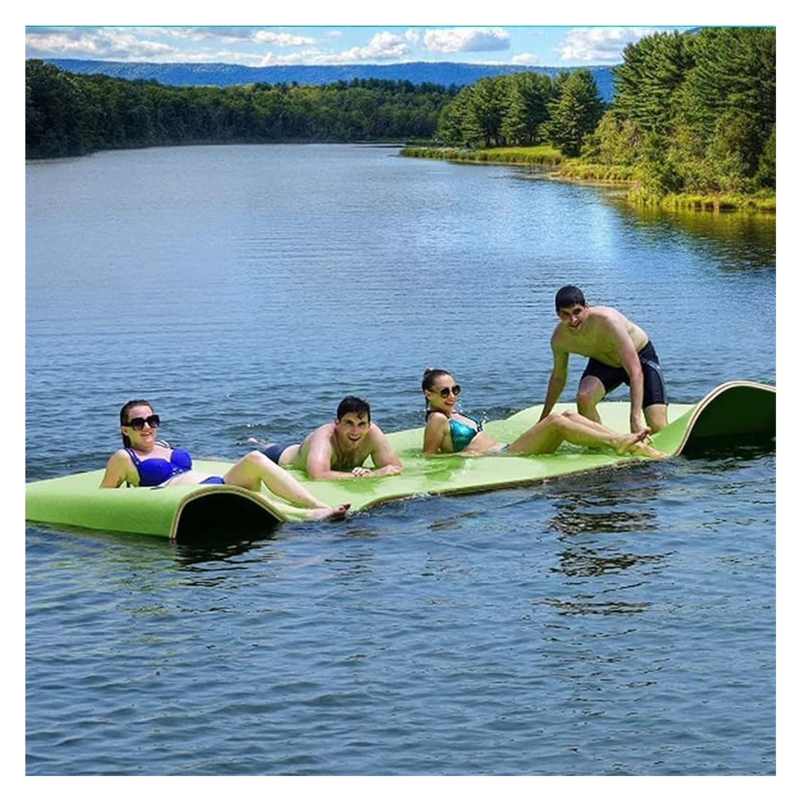 Esterilla de Agua Flotante, Alfombra Flotante, Espuma for Playa, océano, Lago, Isla Flotante Enrollable for recreación acuática y relajación(170X60x3.3cm)