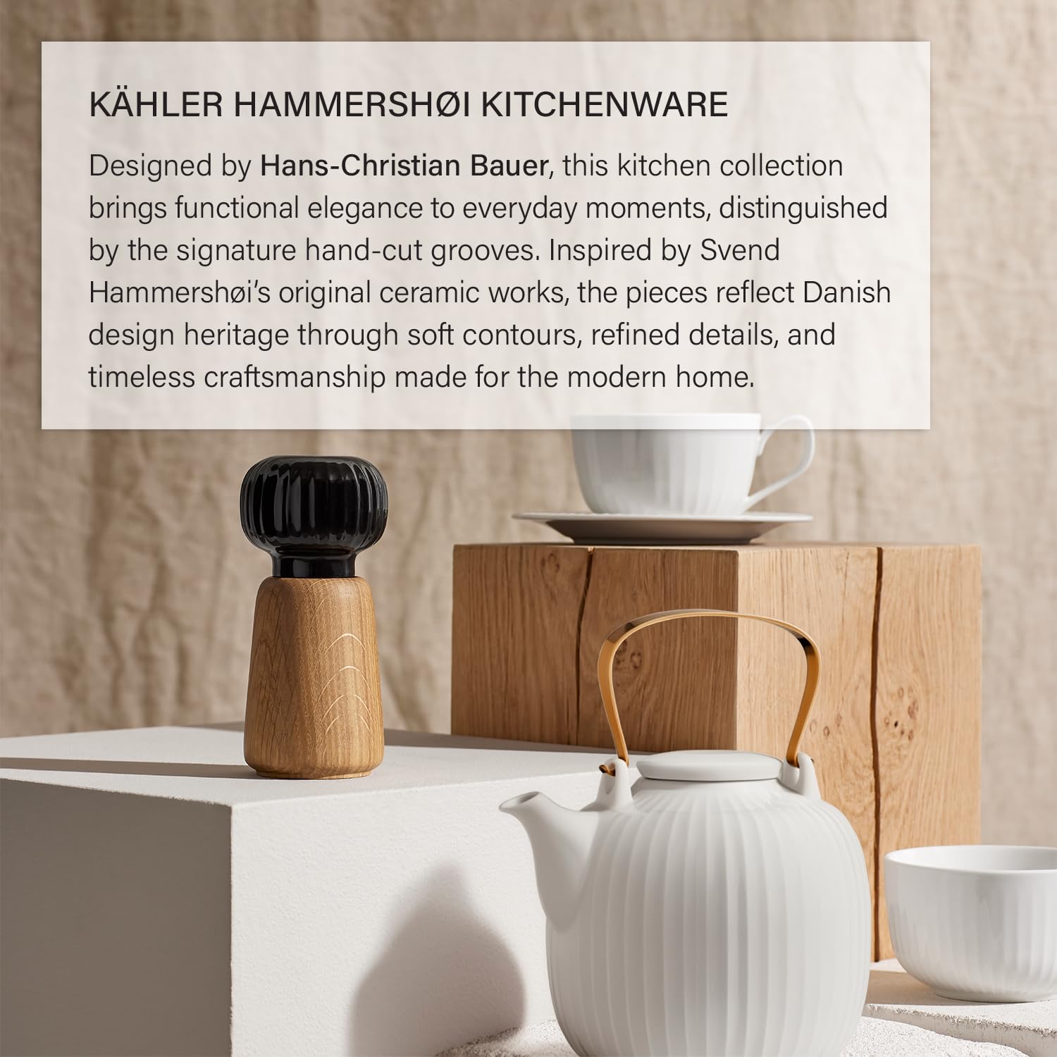 Kähler Mühle H18 cm Hammershøi handlich dänisches Design Gewürzmühle, anthrazit grau