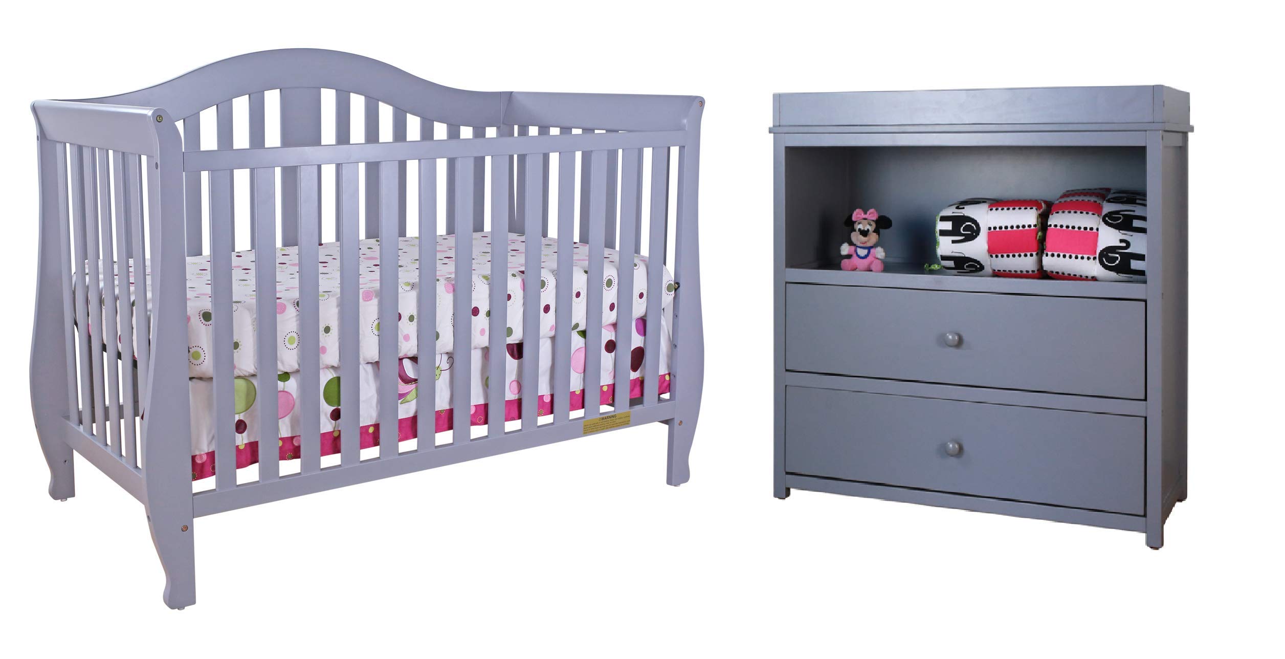 AFG Baby Furniture Desiree 4-in-1 Crib with Amber 2 Drawer Changer Grey