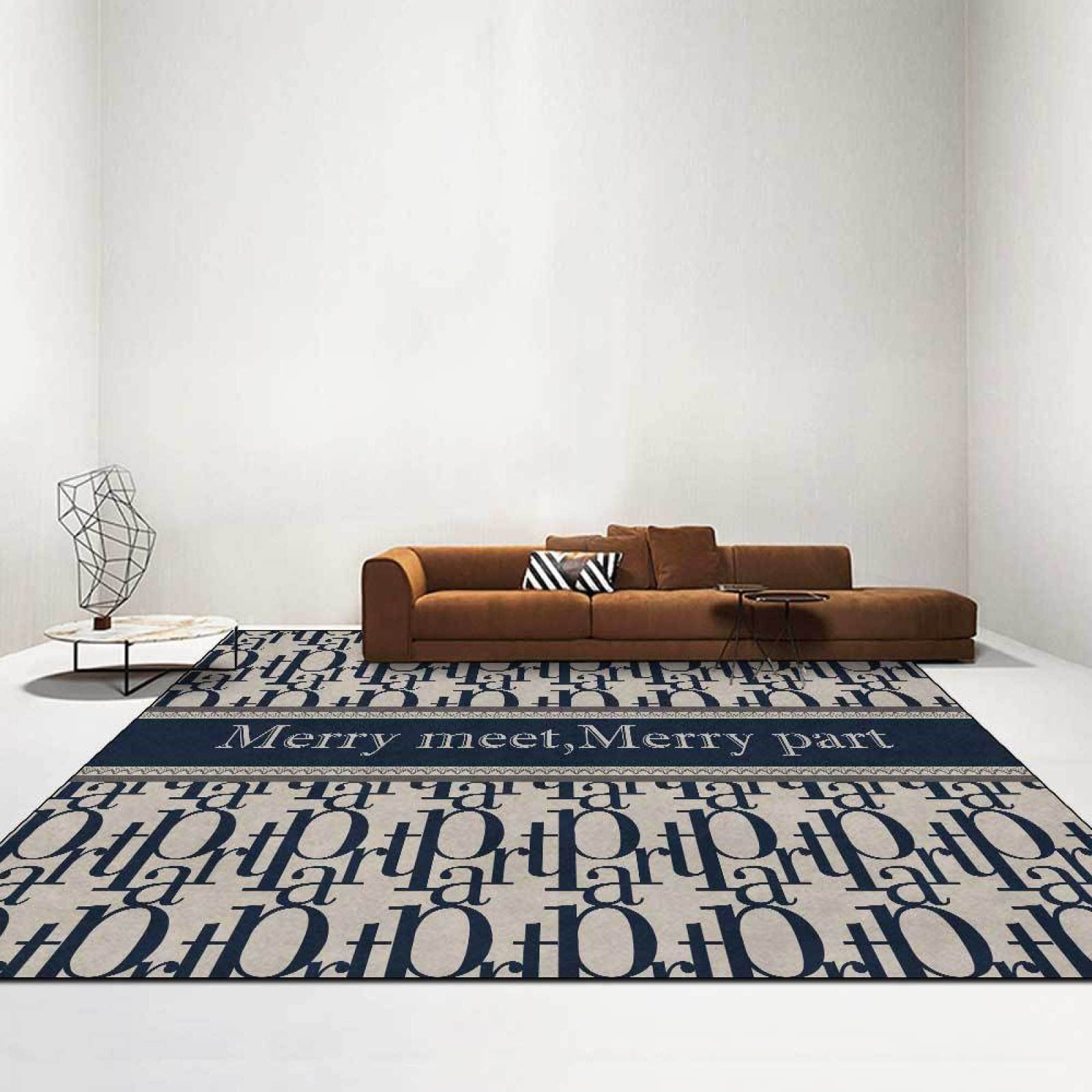 Dywaniki do salonu nowoczesny dywan moda prosty atrament niebieski i szary do salonu, sypialni, pokoju dziecięcego 120 * 160 cm