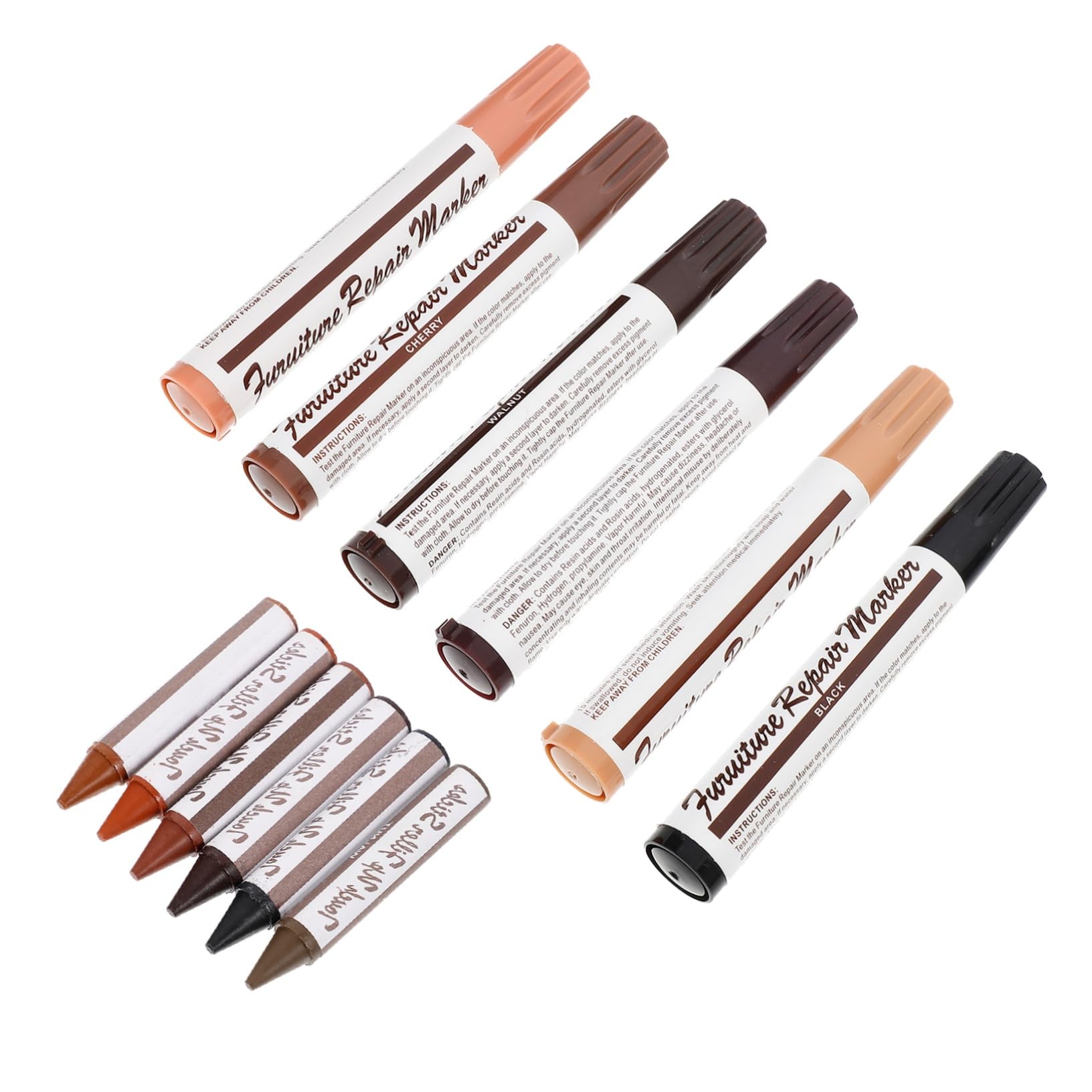 LALAFINA Stain Marker for Wood Floors 12pcs Furniture Touch up Pen Set Scratch Repair Kit